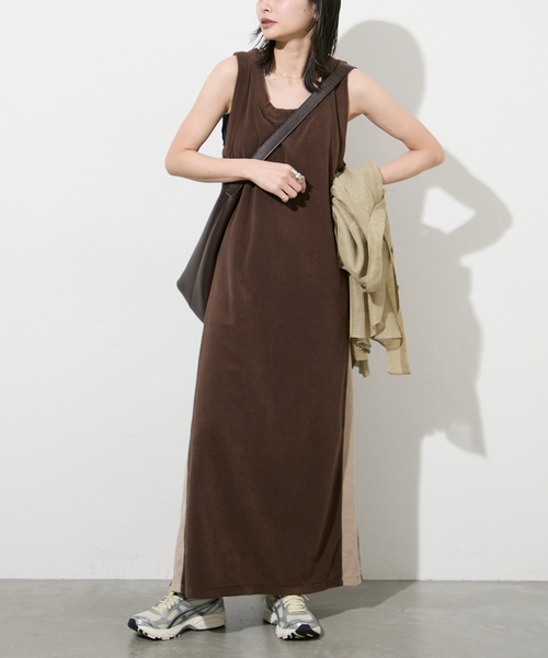 JOURNAL STANDARD（ジャーナルスタンダード）の「パイルラインワンピース（ワンピース・レディース・ブラウン/グレー・FREE）」の20枚目の写真