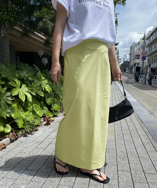 SLOBE IENA(スローブイエナ)の「《接触冷感》トリコットタイトスカート(スカート・レディース・ネイビー/オレンジ/グリーン・36/38)」の2枚目の写真