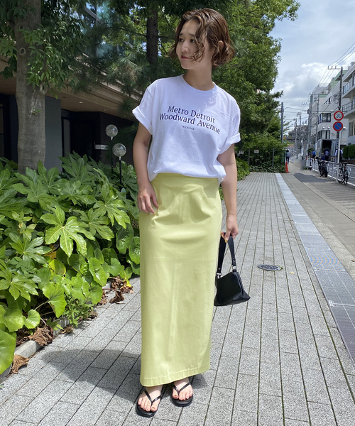 SLOBE IENA(スローブイエナ)の「《接触冷感》トリコットタイトスカート(スカート・レディース・ネイビー/オレンジ/グリーン・36/38)」の4枚目の写真