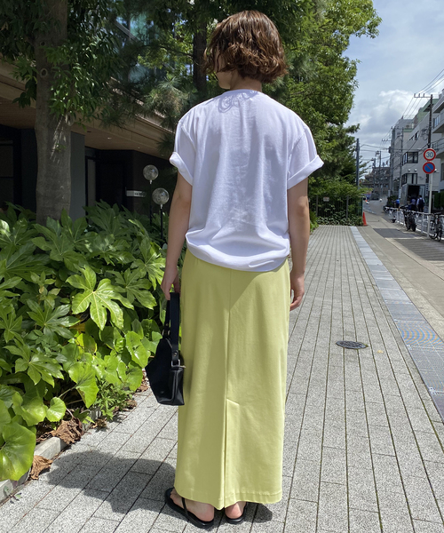 SLOBE IENA(スローブイエナ)の「《接触冷感》トリコットタイトスカート(スカート・レディース・ネイビー/オレンジ/グリーン・36/38)」の5枚目の写真