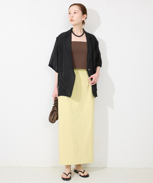 SLOBE IENA(スローブイエナ)の「《接触冷感》トリコットタイトスカート(スカート・レディース・ネイビー/オレンジ/グリーン・36/38)」の6枚目の写真