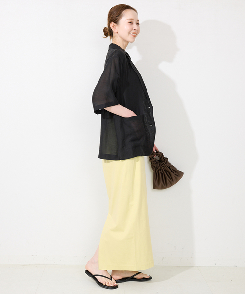 SLOBE IENA(スローブイエナ)の「《接触冷感》トリコットタイトスカート(スカート・レディース・ネイビー/オレンジ/グリーン・36/38)」の8枚目の写真