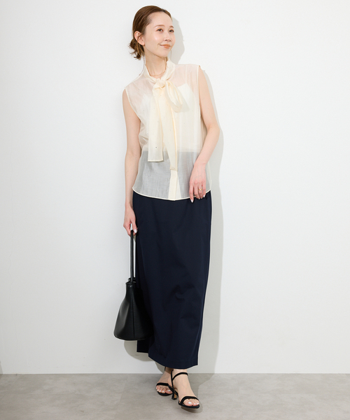 25SS SLOBE IENA 《接触冷感トリコットタイトスカートネイビー36 セール】《接触冷感》トリコットタイトスカート（スカート
