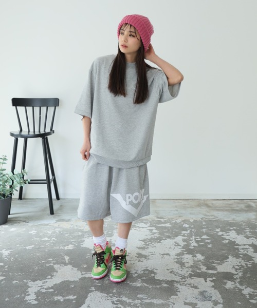 PONY（ポニー）の「PONY 半袖スウェットセットアップ（スウェット・レディース・杢グレー/ブラック/ブラウン・M/L/XL）」の2枚目の写真