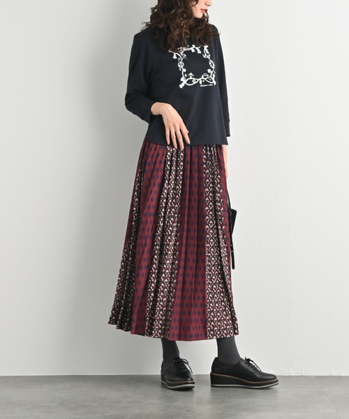 aunt lily(アントリリー)の「ハイゲージ天竺8分袖プルオーバー|フレンチリネン コットン プルオーバー Tシャツ ボートネック ラウンドヘム きれいめ(Tシャツ/カットソー・レディース・ネイビー/ブラック/キナリ・M/L/LL)」の9枚目の写真