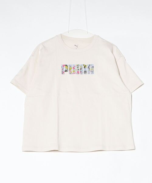 PUMA(プーマ)の「【別注】プーマ PUMA LOGO GRAPHIC Tシャツ_ 限定コラボ(Tシャツ/カットソー・レディース・ライラック/ホワイト/ホワイト系その他・S/M/L/XL)」の2枚目の写真
