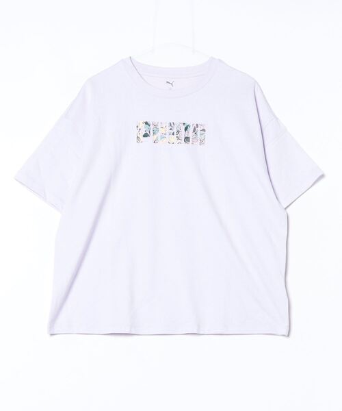 PUMA(プーマ)の「【別注】プーマ PUMA LOGO GRAPHIC Tシャツ_ 限定コラボ(Tシャツ/カットソー・レディース・ライラック/ホワイト/ホワイト系その他・S/M/L/XL)」の3枚目の写真
