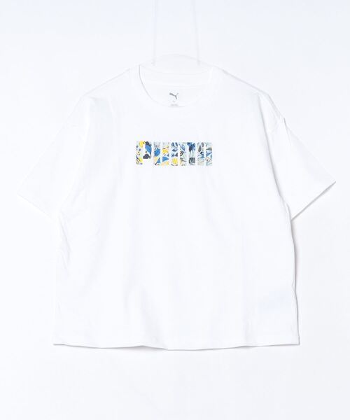 PUMA(プーマ)の「【別注】プーマ PUMA LOGO GRAPHIC Tシャツ_ 限定コラボ(Tシャツ/カットソー・レディース・ライラック/ホワイト/ホワイト系その他・S/M/L/XL)」の1枚目の写真