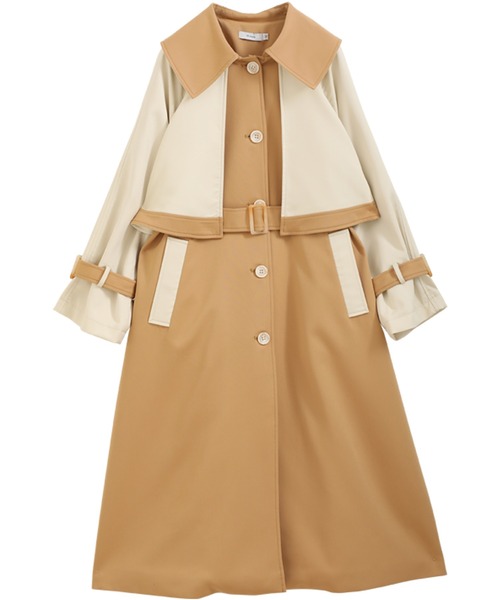バイカラードッキングデザイントレンチコート（トレンチコート