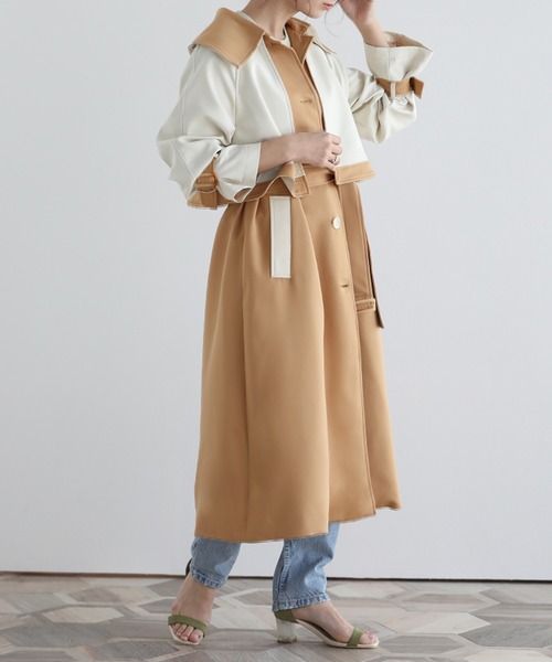 今期◇CADUNE◇トレンチコート andme トレンチコート コート 2wayスタンドカラーダブルトレンチコート