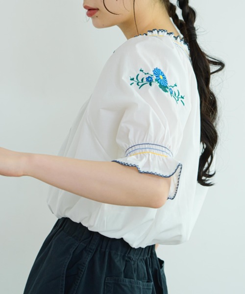 ブラウス シャツ 「eLur」フラワー刺繍ブラウス レディース eLur ブラウス シャツ 「eLur」フラワー刺繍ブラウス レディース