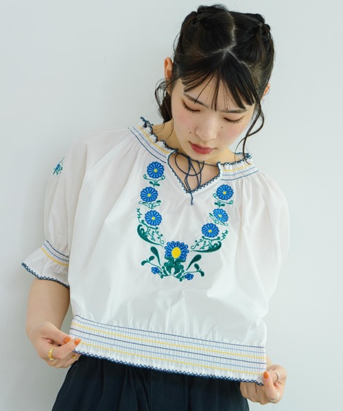 eLur】フラワー刺繍ブラウス（シャツ/ブラウス）｜eLur（エラー