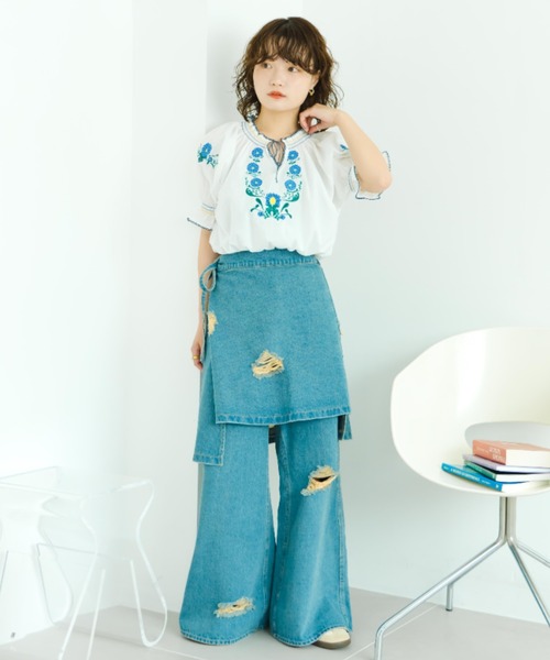 eLur（エラー）の「フラワー刺繍ブラウス（シャツ/ブラウス・レディース・レッド/ブルー・FREE）」の21枚目の写真