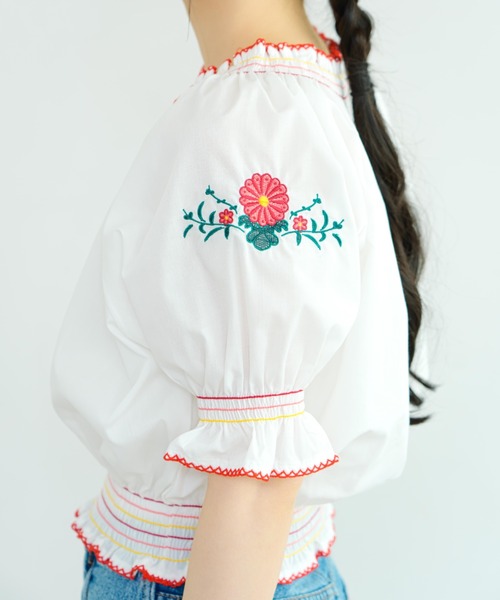 eLur】フラワー刺繍ブラウス（シャツ/ブラウス）｜eLur（エラー