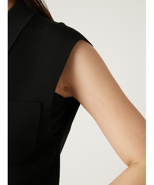 セール】ポロカラーノースリニットジレ／接触冷感（ニット