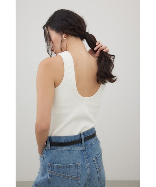 crie conforto(クリーコンフォルト)の「カップ付きアメスリタンク(タンクトップ・レディース・オフホワイト/ブラック・MEDIUM)」の2枚目の写真