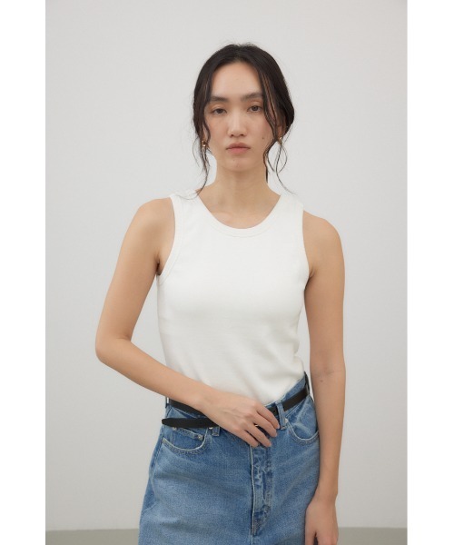 crie conforto(クリーコンフォルト)の「カップ付きアメスリタンク(タンクトップ・レディース・オフホワイト/ブラック・MEDIUM)」の3枚目の写真