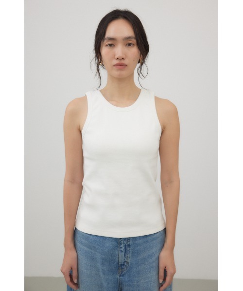 crie conforto(クリーコンフォルト)の「カップ付きアメスリタンク(タンクトップ・レディース・オフホワイト/ブラック・MEDIUM)」の6枚目の写真