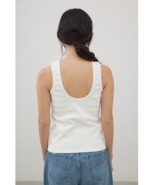 crie conforto(クリーコンフォルト)の「カップ付きアメスリタンク(タンクトップ・レディース・オフホワイト/ブラック・MEDIUM)」の8枚目の写真