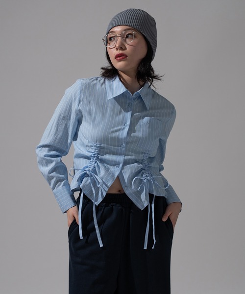 ブラウス シャツ 「 ZOZOTOWN限定 」drawstring ribbon shirt/ドロストリボンブラウス レディース ZOZOTOWN限定 】drawstring ribbon shirt/ドロストリボン