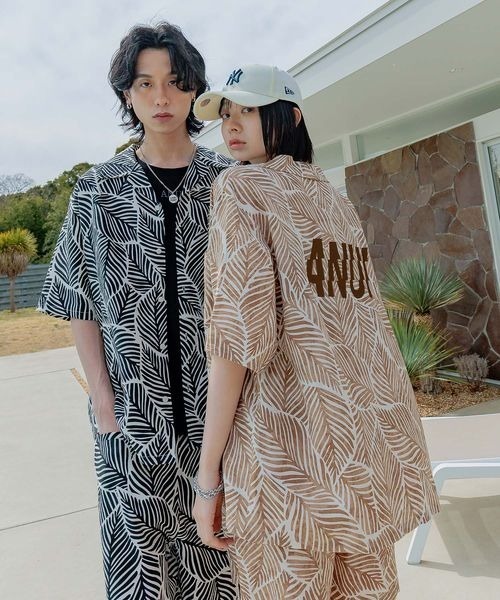 UNISEX】リーフガラセットアップシャツ（シャツ/ブラウス
