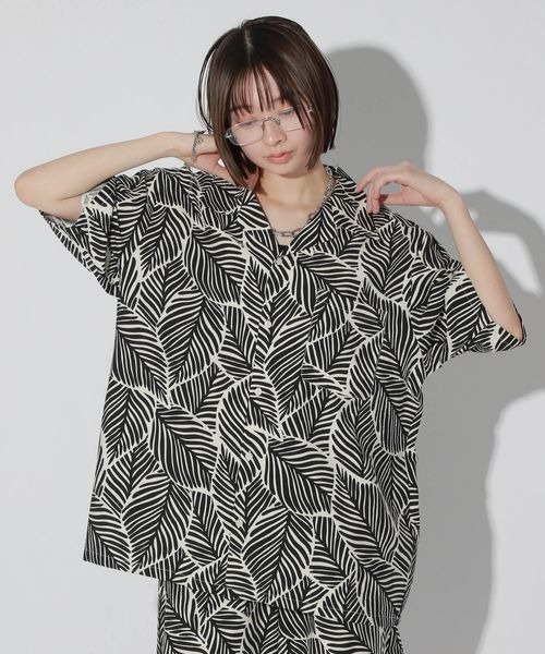UNISEX】リーフガラセットアップシャツ（シャツ/ブラウス