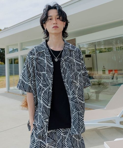 UNISEX】リーフガラセットアップシャツ（シャツ/ブラウス