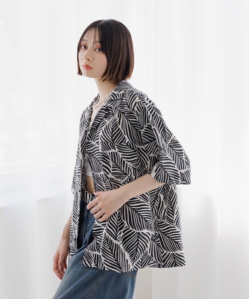 セール】【UNISEX】リーフガラセットアップシャツ（シャツ/ブラウス