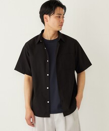 リネンシャツ 半袖」に該当するブラック/黒色系のメンズ