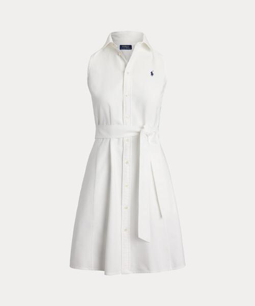 POLO RALPHLAUREN ラルフローレン スリーブレス シャツドレス オックスフォード ベルテッド スリーブレス シャツドレス
