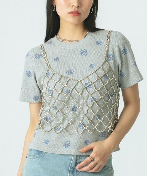 セール】FLOWER PRINT S/S TEE（Tシャツ/カットソー）｜ROSE BUD