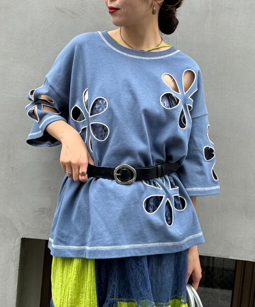 tシャツ 「HELLO.SANFRANCISCO」フラワーカットビッグTEE レディース HELLO.SANFRANCISCO tシャツ 「HELLO.SANFRANCISCO」フラワー