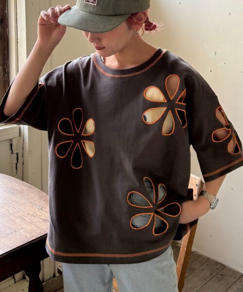 tシャツ 「HELLO.SANFRANCISCO/ハローサンフランシスコ」フラワーカットアウトビッグTEE レディース HELLO.SANFRANCISCO tシャツ 「HELLO.SANFRANCISCO/ハロー