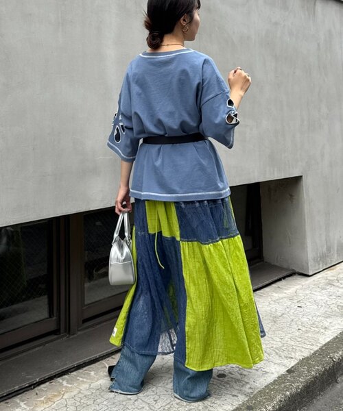 HELLO.SANFRANCISCO（ハローサンフランシスコ）の「【HELLO.SANFRANCISCO】フラワーカットビッグTEE（Tシャツ/カットソー・レディース・ライトグレー/ブルー/オレンジ/チャコールグレー/レッド・ONE SIZE）」の8枚目の写真