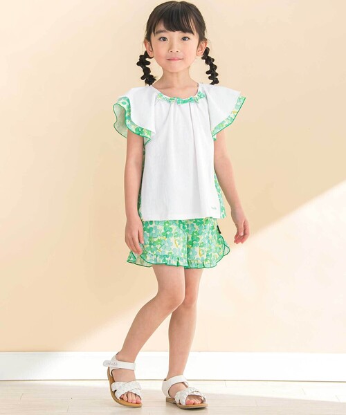 Noeil aime BeBe(ノイユエイムベベ)の「【お揃い】水彩花柄フレアTシャツ(80~130cm)(Tシャツ/カットソー・キッズ・オレンジ系その他/グリーン系その他・110cm/130cm/120cm)」の4枚目の写真