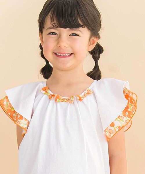 Noeil aime BeBe(ノイユエイムベベ)の「【お揃い】水彩花柄フレアTシャツ(80~130cm)(Tシャツ/カットソー・キッズ・オレンジ系その他/グリーン系その他・110cm/130cm/120cm)」の7枚目の写真