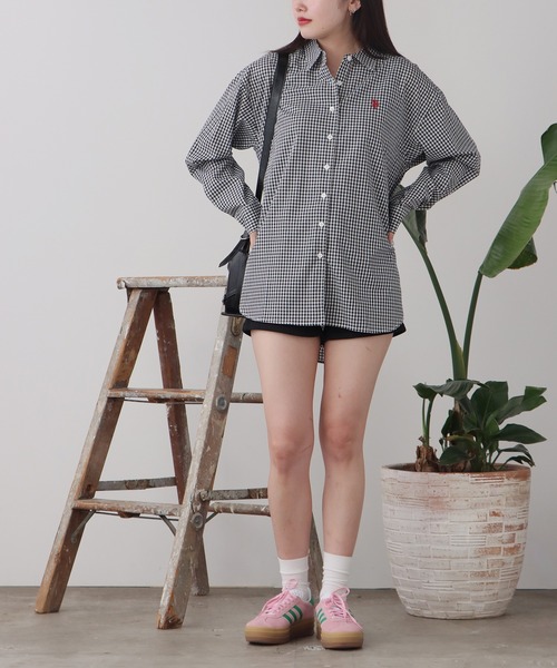 U.S. POLO ASSN.（ユーエスポロアッスン）の「U.S. POLO ASSN./ユーエスポロアッスン レギュラーカラーシャツ（シャツ/ブラウス・レディース・ブラック/サックスブルー/ブルー/ベージュ・M/L）」の9枚目の写真