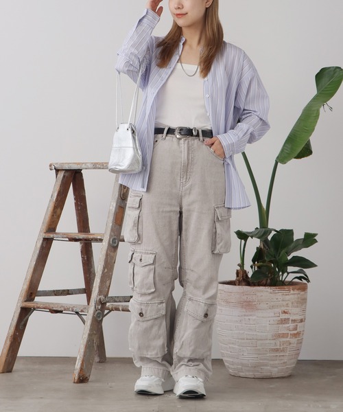U.S. POLO ASSN.（ユーエスポロアッスン）の「U.S. POLO ASSN./ユーエスポロアッスン レギュラーカラーシャツ（シャツ/ブラウス・レディース・ブラック/サックスブルー/ブルー/ベージュ・M/L）」の21枚目の写真