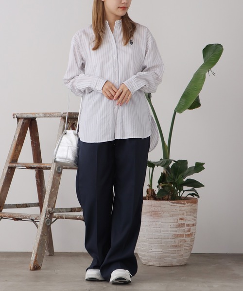 U.S. POLO ASSN.（ユーエスポロアッスン）の「U.S. POLO ASSN./ユーエスポロアッスン レギュラーカラーシャツ（シャツ/ブラウス・レディース・ブラック/サックスブルー/ブルー/ベージュ・M/L）」の14枚目の写真