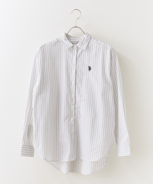 U.S. POLO ASSN.（ユーエスポロアッスン）の「U.S. POLO ASSN./ユーエスポロアッスン レギュラーカラーシャツ（シャツ/ブラウス・レディース・ブラック/サックスブルー/ブルー/ベージュ・M/L）」の10枚目の写真