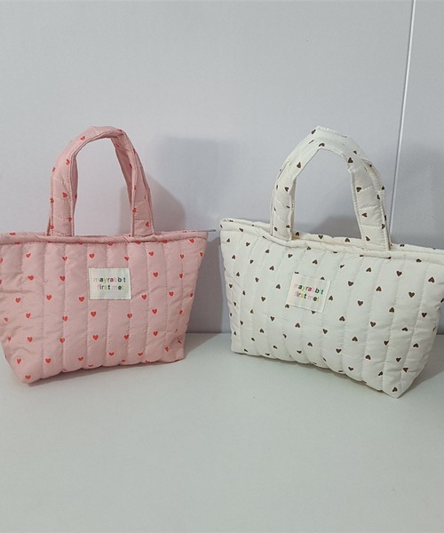 Mignonjour(ミニョンジュール)の「Mignonjour/ハート柄キルティングミニトートバッグ M2758(トートバッグ・レディース・ホワイト/ピンク・FREE)」の2枚目の写真