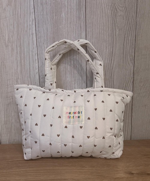 Mignonjour(ミニョンジュール)の「Mignonjour/ハート柄キルティングミニトートバッグ M2758(トートバッグ・レディース・ホワイト/ピンク・FREE)」の4枚目の写真