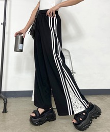 カットラインレース切替ワイドパンツ