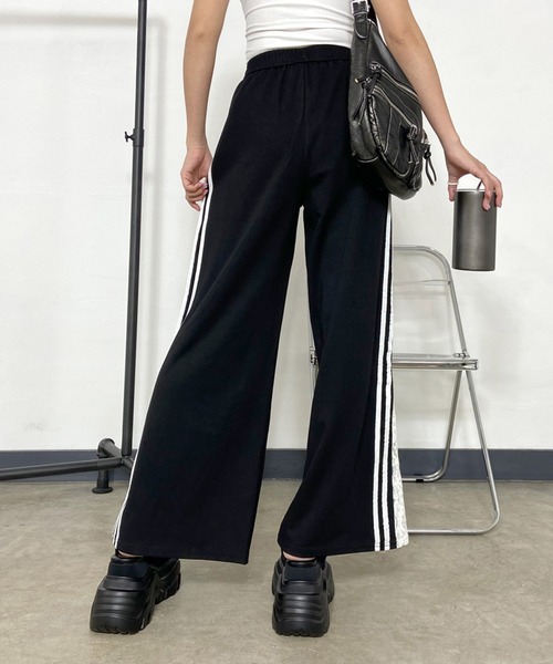 non-hedge(ノンヘッジ)の「カットラインレース切替ワイドパンツ(スウェットパンツ・レディース・ブラック/ネイビー/グレー/オートミール・FREE)」の22枚目の写真