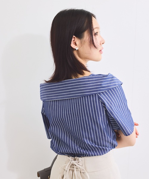 continuer de NICE CLAUP/ストライプオフショルブラウス｜NICE