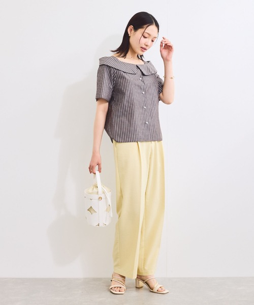 VIS（ビス）の「【防シワ】ラメミックスオフショルダー風ストライプシャツ（シャツ/ブラウス・レディース・ホワイト系その他/ブラウン系その他/ブルー系その他4/ライトグレー・FREE）」の19枚目の写真