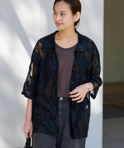 ≪追加≫ESTHE OVERSIZED SHEER LACE シャツ 2（シャツ/ブラウス
