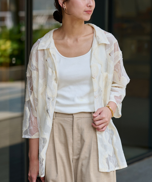 ≪追加≫ESTHE OVERSIZED SHEER LACE シャツ 2（シャツ/ブラウス