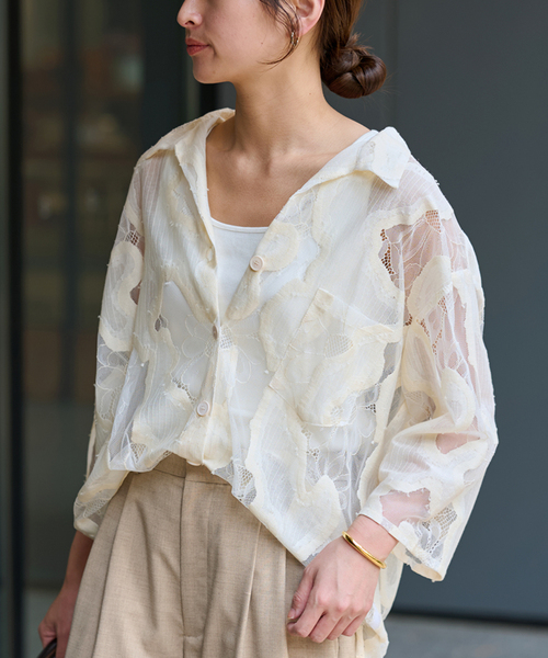 ≪追加≫ESTHE OVERSIZED SHEER LACE シャツ 2（シャツ/ブラウス