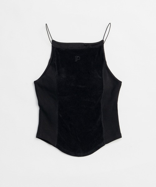 PRANK PROJECT キャミソール　パイル　カップ付き　チャコール　刺繍 カップ付きパイルキャミ / Pile Camisole With Cup（キャミソール
